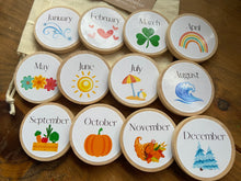 Load image into Gallery viewer, Days of the Week Wooden Learning Tokens and Magnets - Set of 7 - Preschool Education - Montessori, Charlotte Mason, Wooden Calendar Bundle