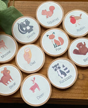Load image into Gallery viewer, Animal Wooden Learning Tiles + Magnets - Toddler Education - Pets, Ocean, Safari, Woodland-Montessori, Charlotte Mason, Optional Memory Game