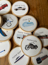 Load image into Gallery viewer, Transportation and Things that Go Learning Tokens + Magnets - Set of 20 - Toddler Education - Montessori, Charlotte Mason, Opt. Memory Game
