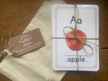 Load image into Gallery viewer, Watercolor Nature-Themed Alphabet Cards + Magnets/Tokens for Learning Alphabet - Flashcards Preschool + Homeschool - Set of 26 Wooden 2" Coins - Montessori, Optional Memory Game