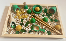 Load image into Gallery viewer, St. Patrick's Day Sensory Tray - Sensory Play Set - 45+ piece Set - Wooden and Felted Wool - Option for Beans or Rice