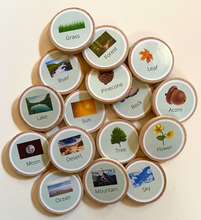 Load image into Gallery viewer, Nature and Habitats Wooden Learning Tiles and Magnets - Set of 16 - Toddler Education - Montessori, Charlotte Mason, Option for Memory Game