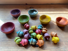 Load image into Gallery viewer, Naturally-Dyed Color Sorting Wooden Acorn Counters