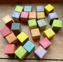 Load image into Gallery viewer, Naturally Dyed Rustic Rainbow Wooden Blocks - Made from Maple in Maine - Set of 24 or 48 blocks
