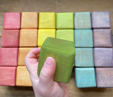 Load image into Gallery viewer, Naturally Dyed Rustic Rainbow Wooden Blocks - Made from Maple in Maine - Set of 24 or 48 blocks