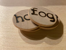 Load image into Gallery viewer, Beginning Reader Three-Letter Words Wooden Letter Tiles Set - Short vowel CVC words - Wood burned Round Wooden Tiles