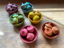 Load image into Gallery viewer, Naturally-Dyed Rainbow Wooden Bowls - Stacking and Sorting - Set of 6 BOWLS ONLY