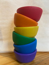 Load image into Gallery viewer, Hand Painted Rainbow Wooden Mini Stacking Bowls - Set of 6 - Bowls Only