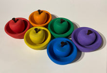 Load image into Gallery viewer, Hand Painted Rainbow Wooden Sorting Apples and Bowls - Set of 6