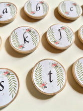 Load image into Gallery viewer, Wooden Lowercase Alphabet Magnets - Floral Design - Set of 26 Lowercase letters - Decoration - Learning Tool