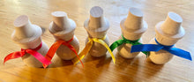 Load image into Gallery viewer, Five Little Snowmen Poetry Set - Set of 5 Wooden Snowmen and Wipeable Surface Poem