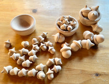 Load image into Gallery viewer, Wooden Acorns Large and Small Counting Sets - Large and Small Acorns with Optional Sorting Bowls