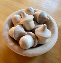 Load image into Gallery viewer, Wooden Acorns Large and Small Counting Sets - Large and Small Acorns with Optional Sorting Bowls
