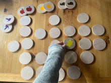 Load image into Gallery viewer, 32-Piece Solid Wood Memory and Matching Game - Color and Design Matching - Wooden Travel Game - Preschool Learning Game