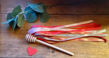 Load image into Gallery viewer, Ribbon Honey Wand - Valentine's Day - Pinks and Reds Sensory Play