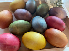 Load image into Gallery viewer, Naturally-Dyed Rainbow Wooden Eggs
