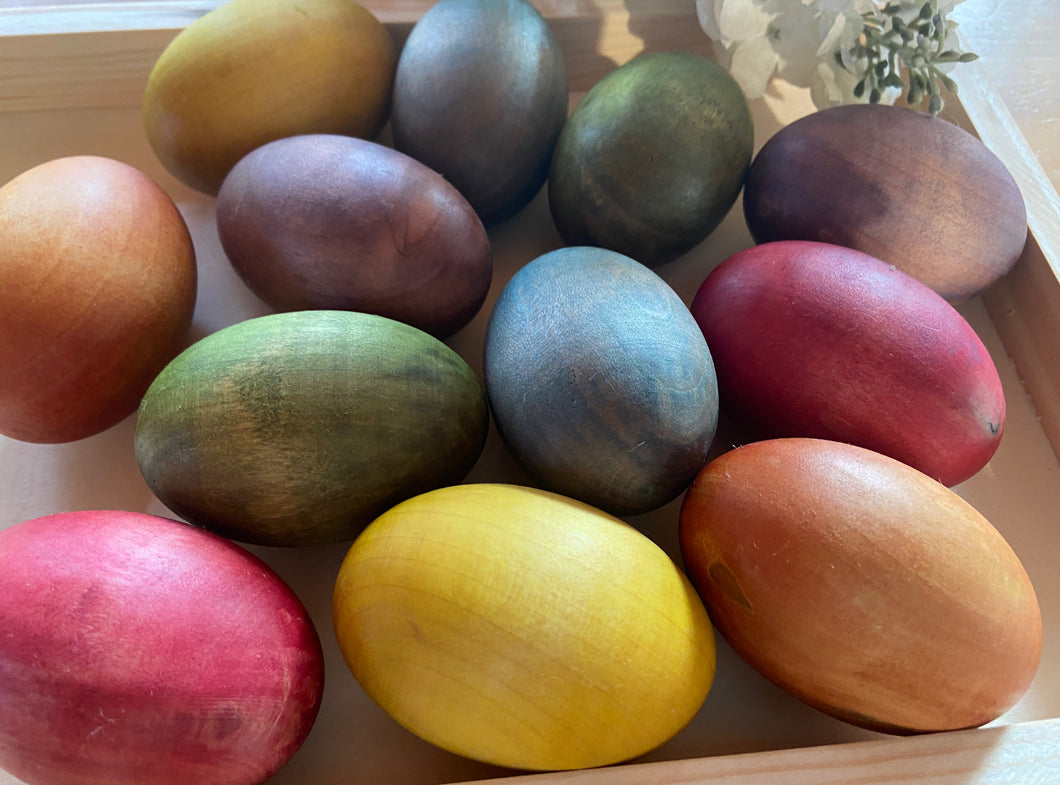 Naturally-Dyed Rainbow Wooden Eggs