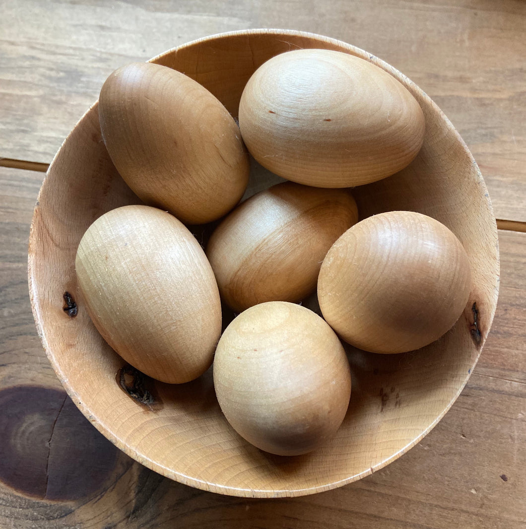 Naturally-Sealed Sanded Wooden Eggs - Farmhouse Decor - Set of 6 or 12