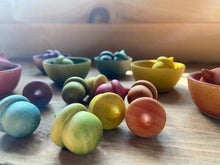 Load image into Gallery viewer, Naturally-Dyed Color Sorting Wooden Acorn Counters
