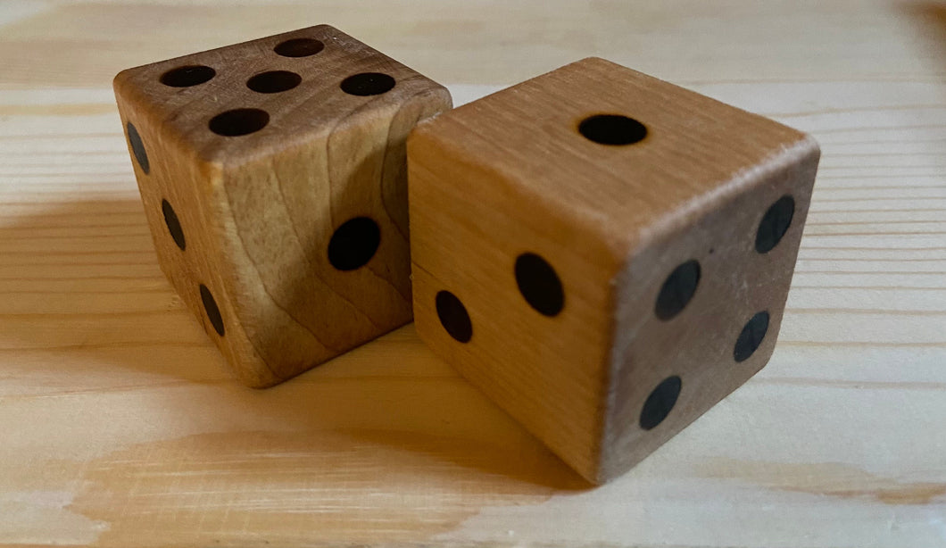 Maple Wooden Hardwood Six-Sided Dice - Wood Burned - Sets of 2 or 6