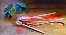 Load image into Gallery viewer, Ribbon Honey Wand - Valentine&#39;s Day - Pinks and Reds Sensory Play
